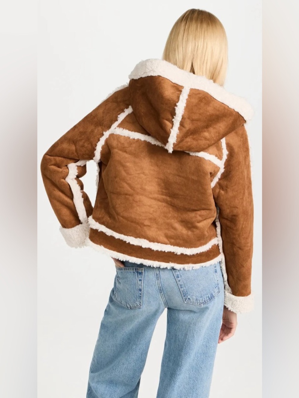 Free People Rust Brown Sherpa-Trim Hooded Jacket - Picture 4 of 12
